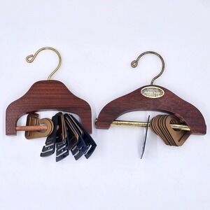 Vintage Dante American Walnut Wood Tie Hanger Racks w/ 22 Necktie Holders